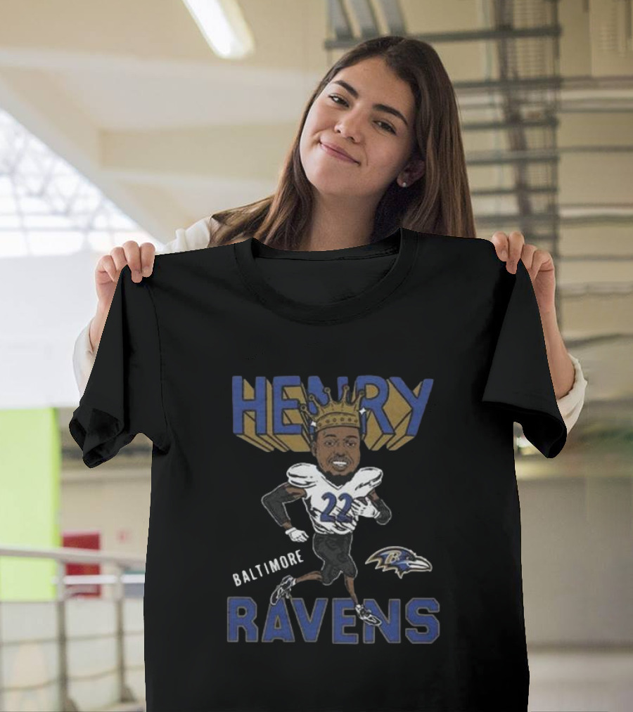 Baltimore Ravens Henry 22 Football Character with Crown T-Shirt
