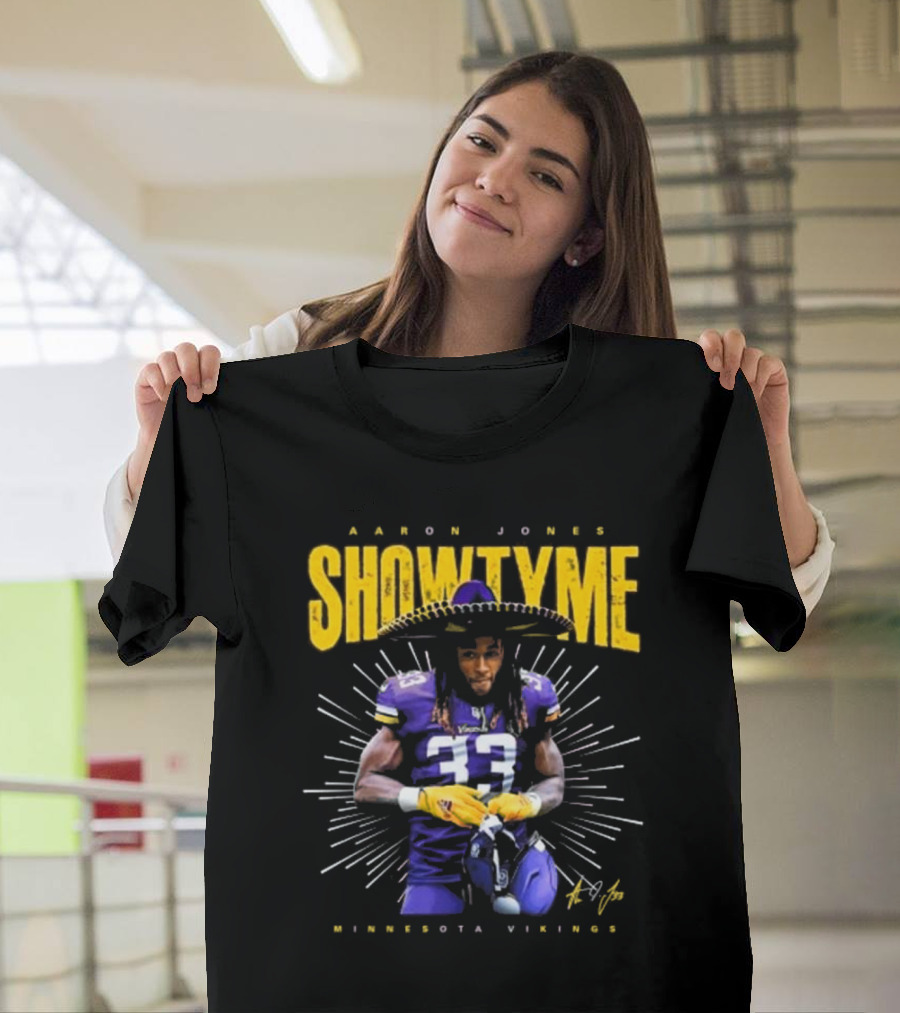 Aaron Jones Showtyme Minnesota Vikings NFL Football Signature 33 T-Shirt
