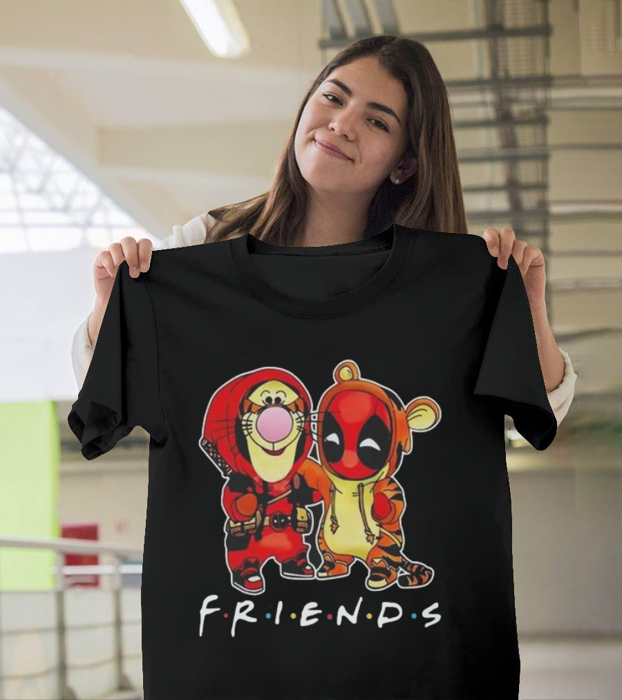 Friends Disney Winnie The Pooh Tigger And Deadpool T-Shirt