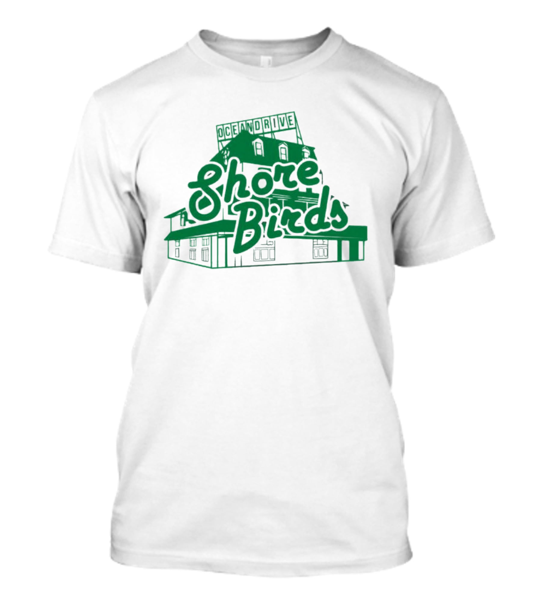 Ocean Drive Shore Birds Retro Sign Building T-Shirt