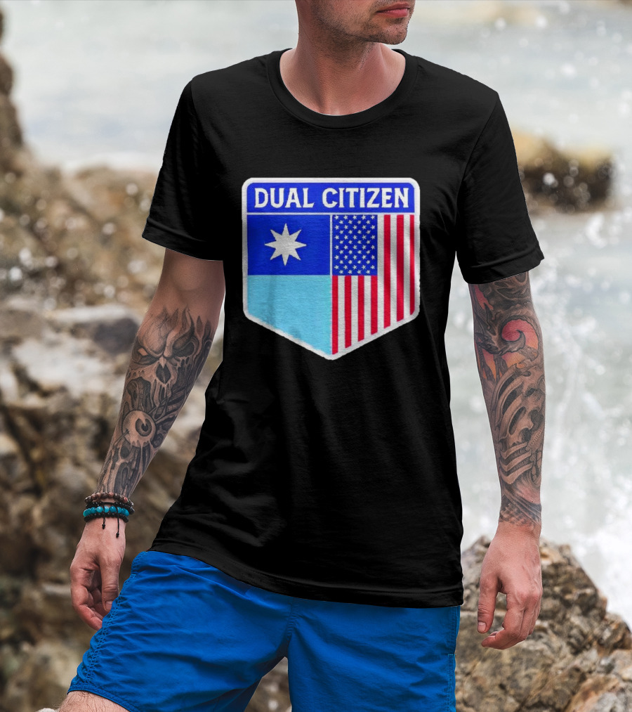 Dual Citizen Of Minnesota And USA Flag Badge T-Shirt
