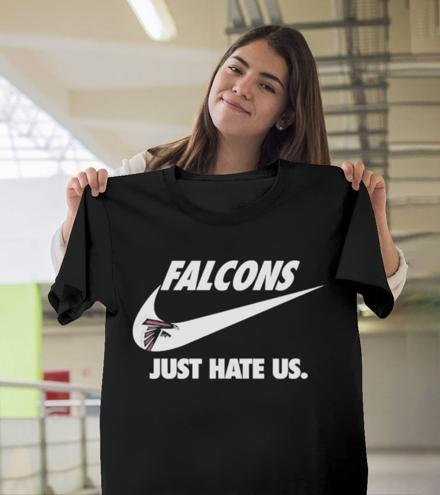Atlanta Falcons Just Hate Us Logo Swoosh T-Shirt