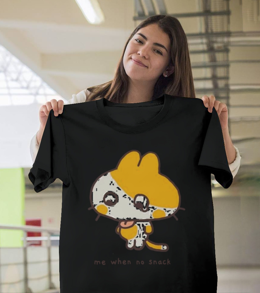 Me When No Snack Cute Cartoon Cat Image T-Shirt