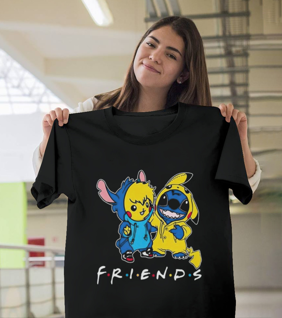 Friends Stitch And Pokemon Pikachu Friends For Life Disney T-Shirt