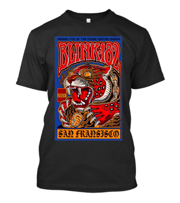 Blink 182 Live At The Chase Center San Francisco 9th July 2024 Tiger T-Shirt