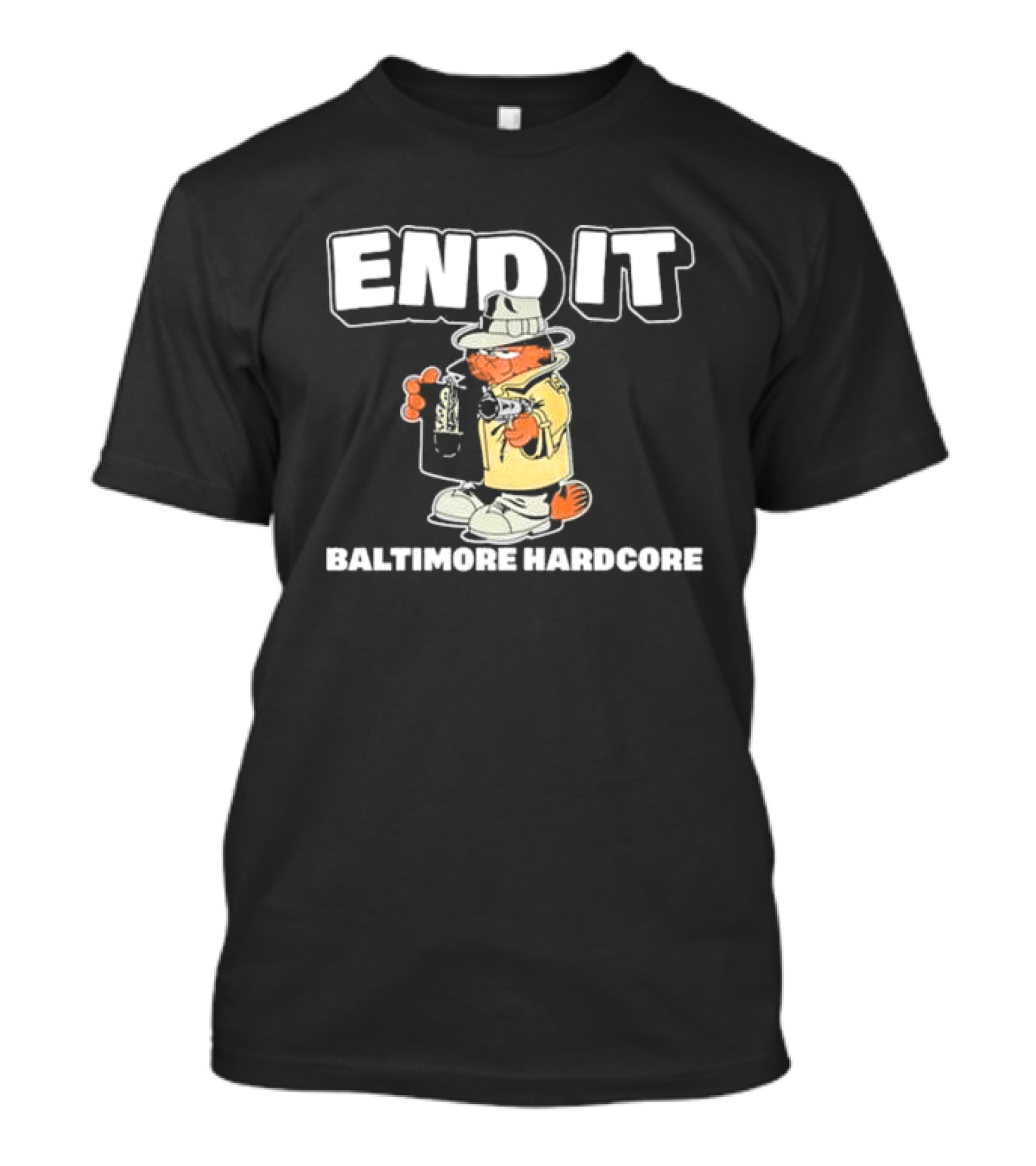 End It Baltimore Hardcore Garfield Trench Coat Detective T-Shirt
