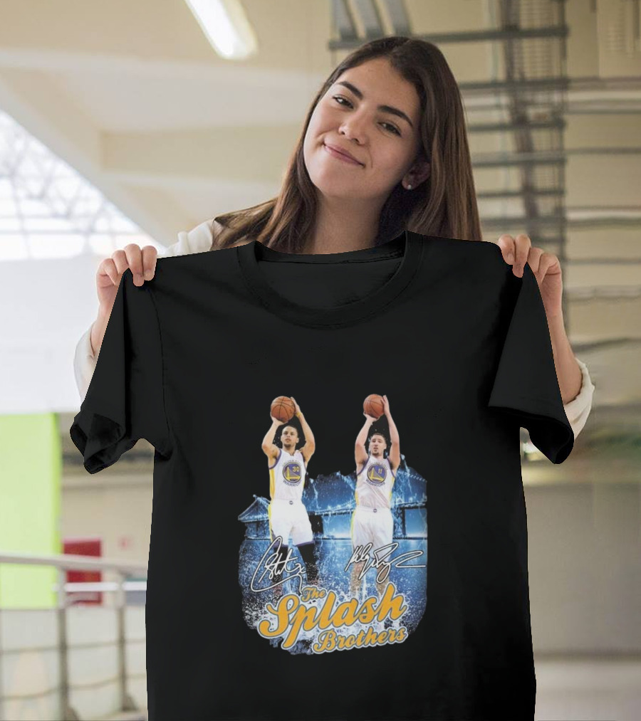 Golden State Warriors Stephen Curry Klay Thompson Splash Brothers Signatures T-Shirt
