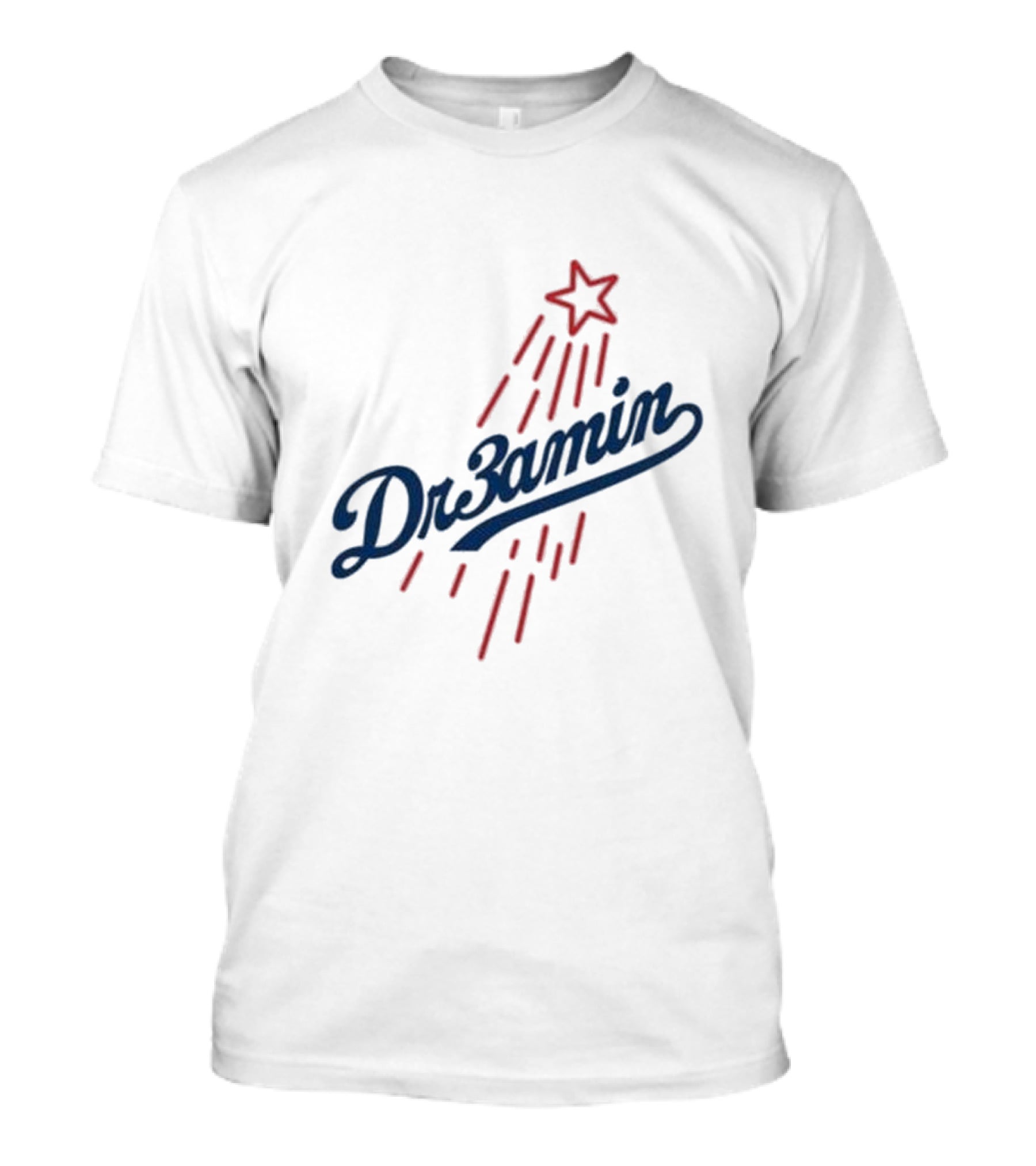 Dr3amin Red Star Streak White Clix Merch LA Star Crew T-Shirt