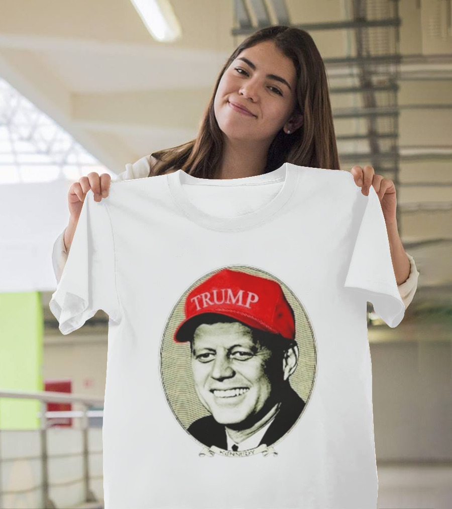 JFK Kennedy Wearing Red Trump Hat T-Shirt