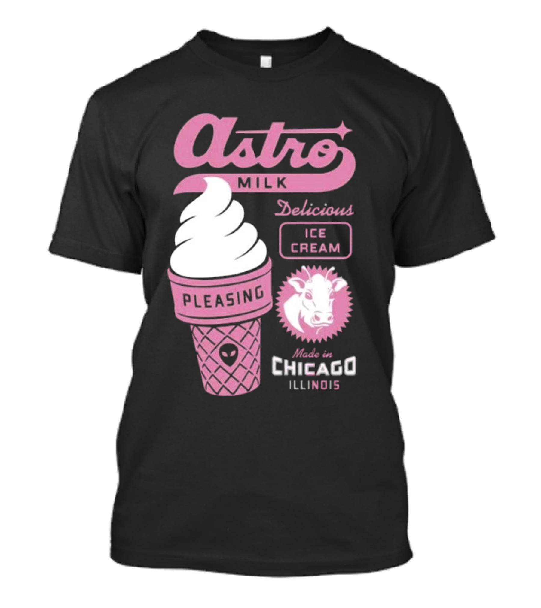 Astro Milk Delicious Ice Cream Pleasing Made In Chicago Illinois T-Shirt