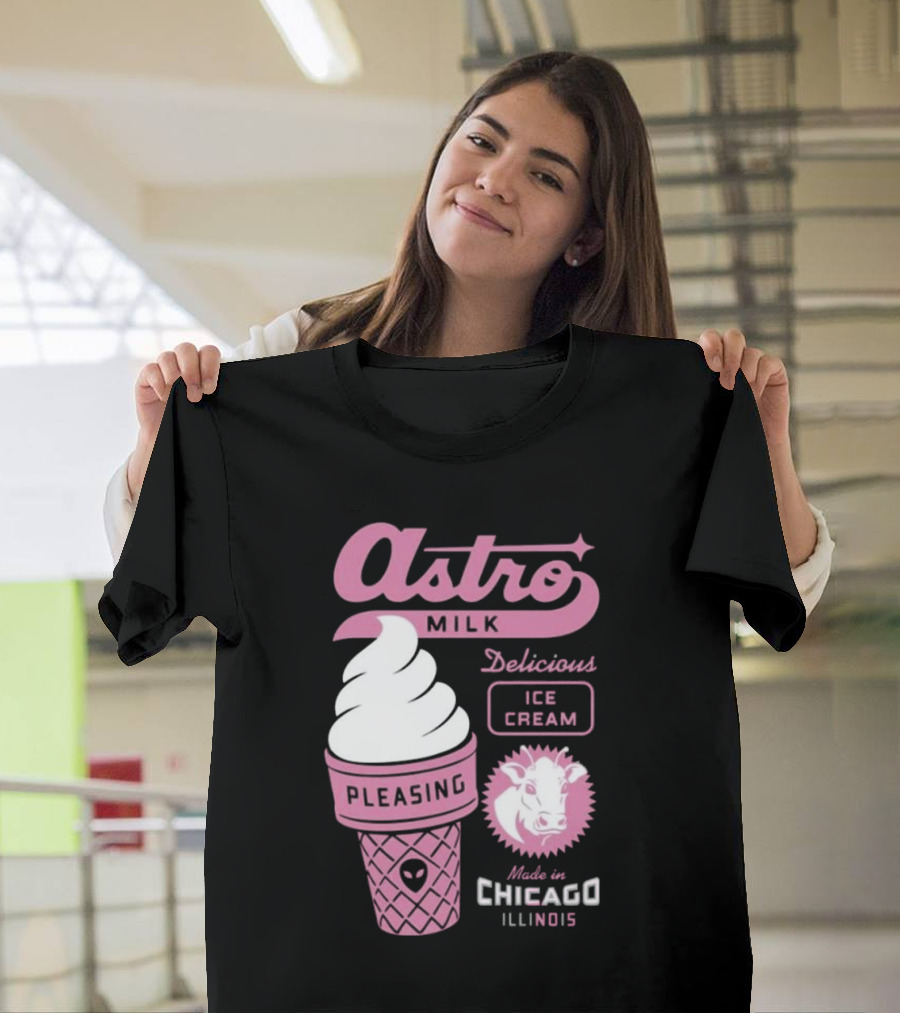 Astro Milk Delicious Ice Cream Pleasing Made In Chicago Illinois T-Shirt