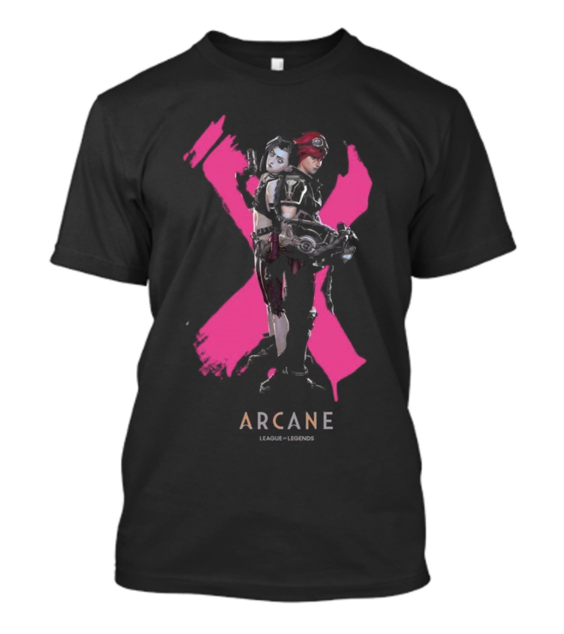Arcane League Legends Jinx Vi Pink X T-Shirt