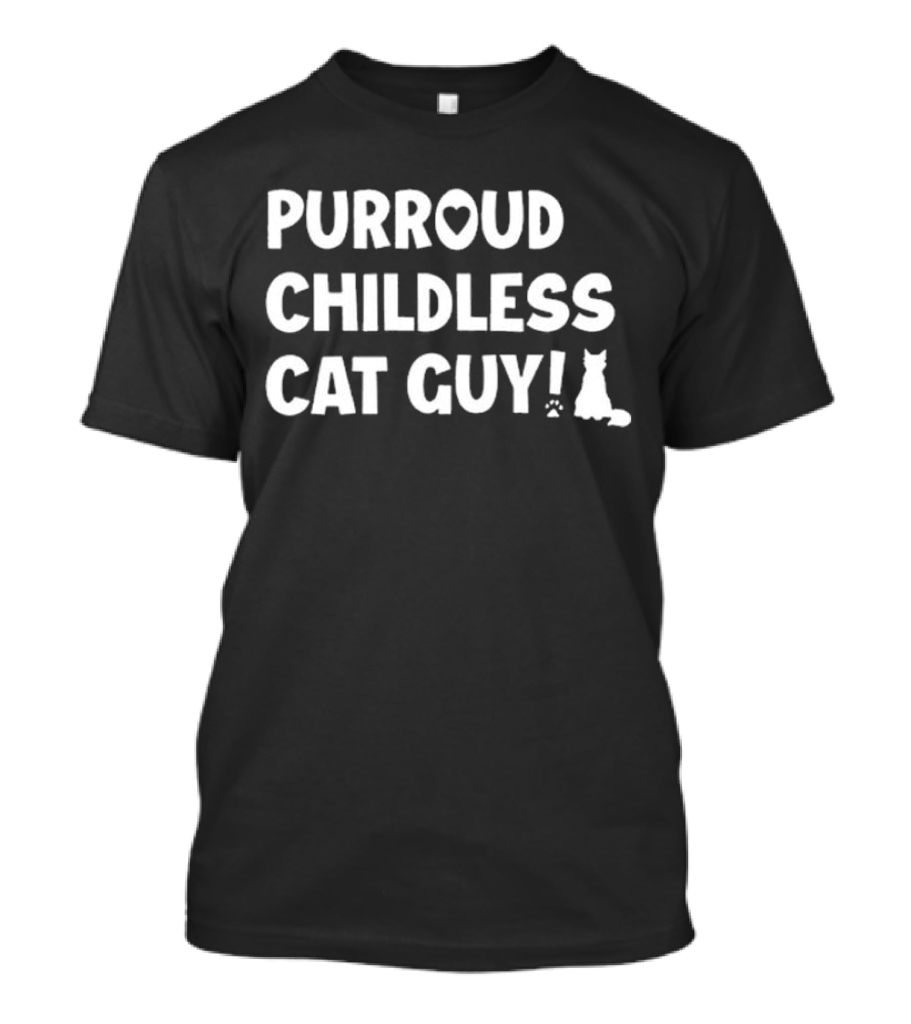 Purroud Childless Cat Guy Paw Prints T-Shirt