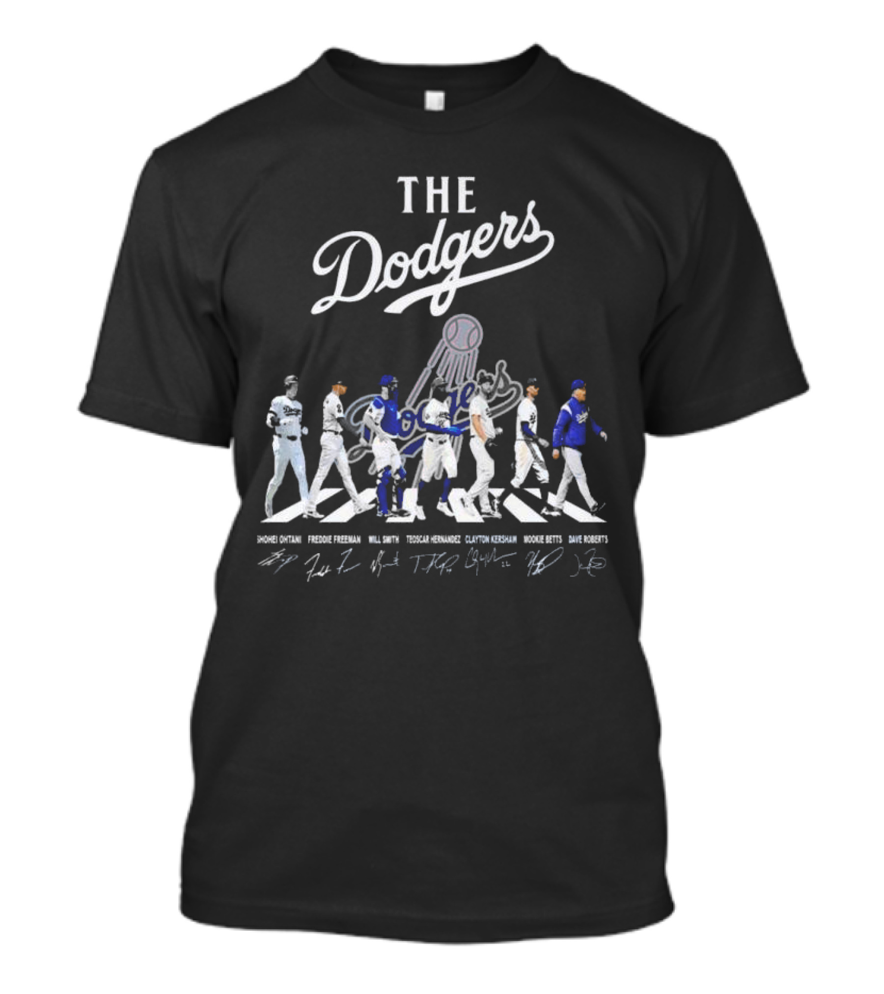 The Dodgers Shohei Ohtani Freddie Freeman Will Smith Trayce Thompson Clayton Kershaw Mookie Betts Dave Roberts Signatures T-Shirt