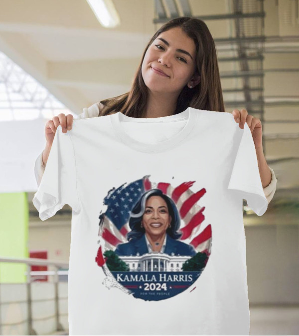 Kamala Harris 2024 For The People US Flag White House T-Shirt