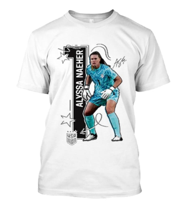 USWNT Alyssa Naeher Number One Star Keeper Signature T-Shirt
