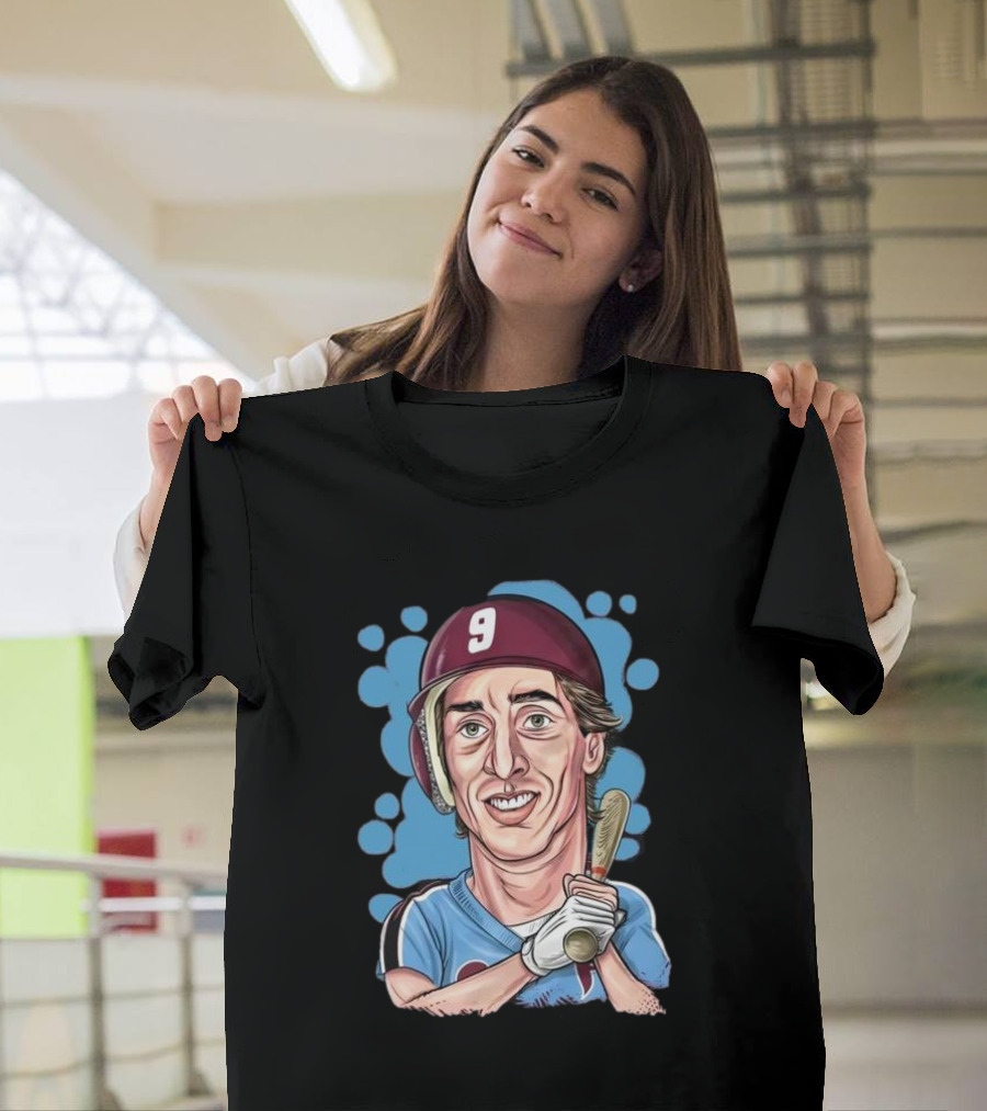 Von Hayes Number 9 Baseball Caricature T-Shirt
