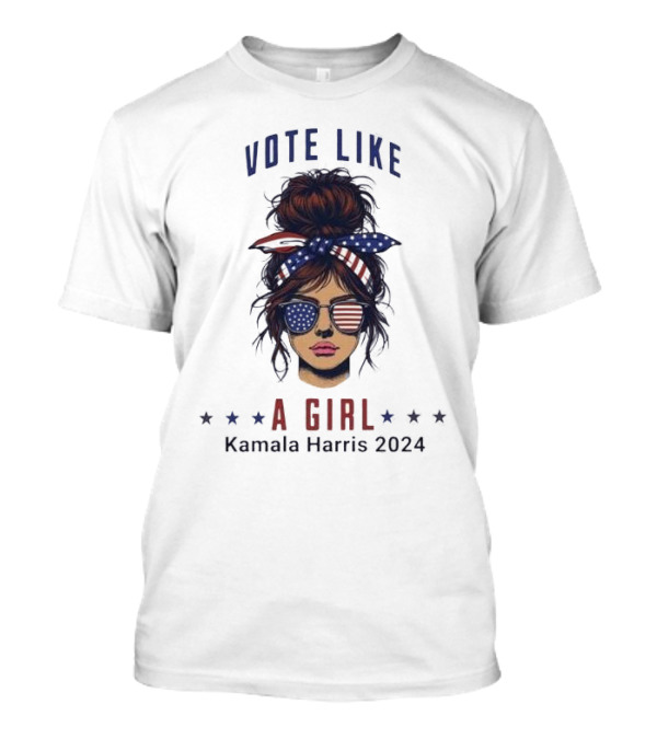 Vote Like A Girl Kamala Harris 2024 Americana Stars And Stripes Bandana Sunglasses T-Shirt