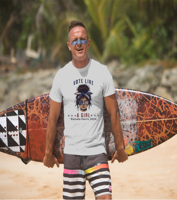 Vote Like A Girl Kamala Harris 2024 Americana Stars And Stripes Bandana Sunglasses T-Shirt