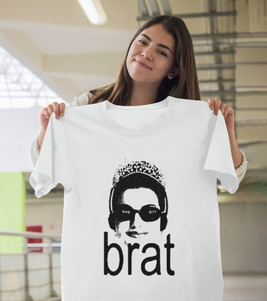 Brat Bug Girl Sunglasses and Headphones Tiara T-Shirt