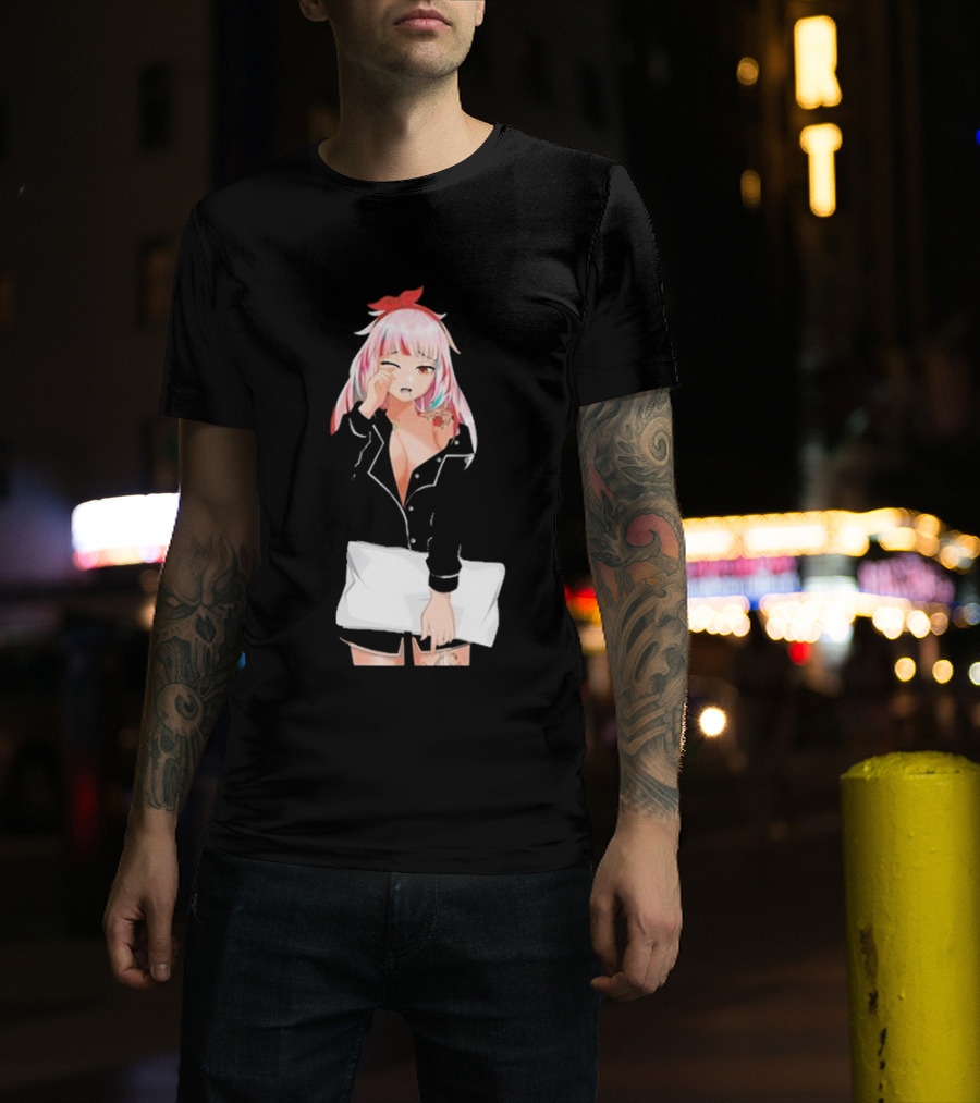 Fefe August Anime Character With Red Bow And Black T-Shirt