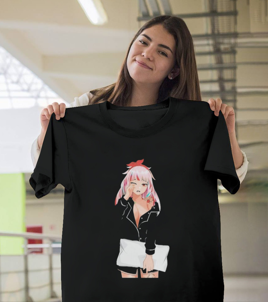 Fefe August Anime Character With Red Bow And Black T-Shirt