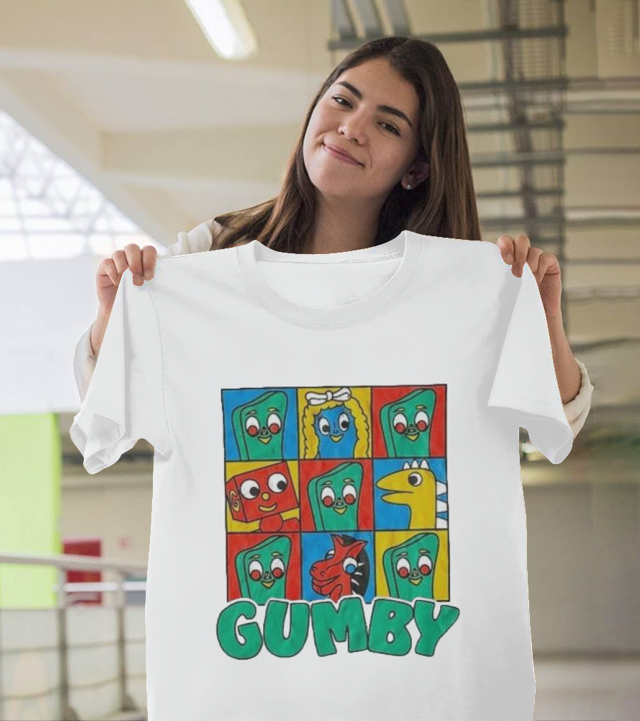 Gumby Pokey Prickle Goo Blockheads Friends Character Grid T-Shirt