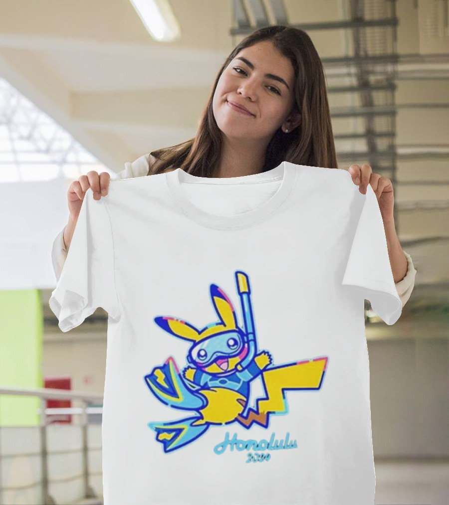 Pokémon Go Champions Honolulu 2024 Worlds Pikachu Snorkeling T-Shirt