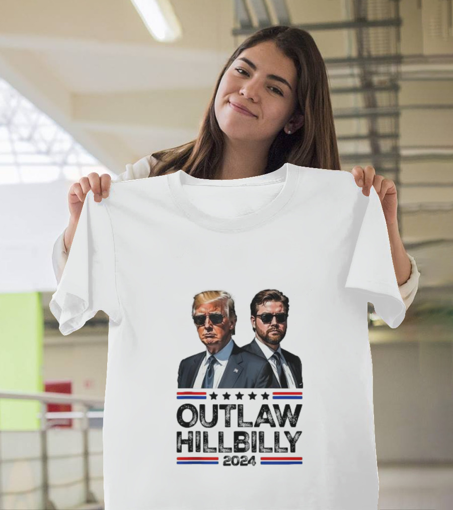Outlaw Hillbilly 2024 Trump Vance Vintage US Flag T-Shirt
