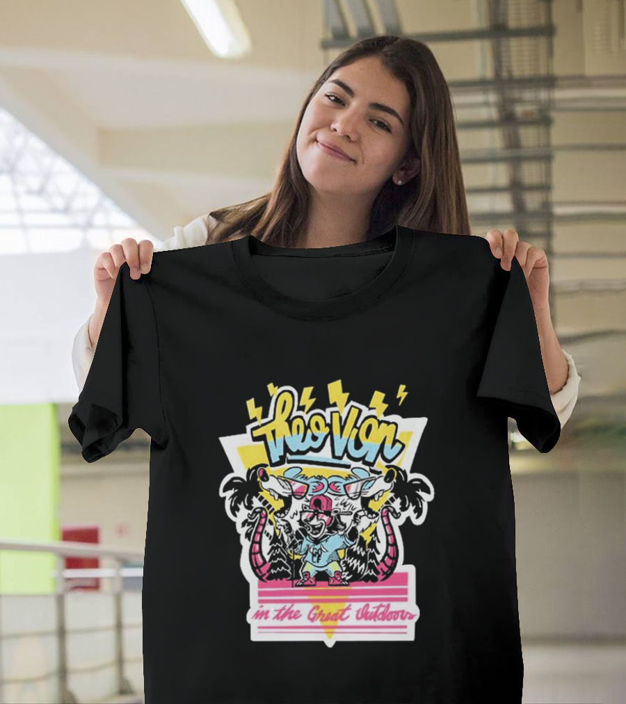 Theo Von in the Great Outdoors with Fun Wilderness Vibes T-Shirt