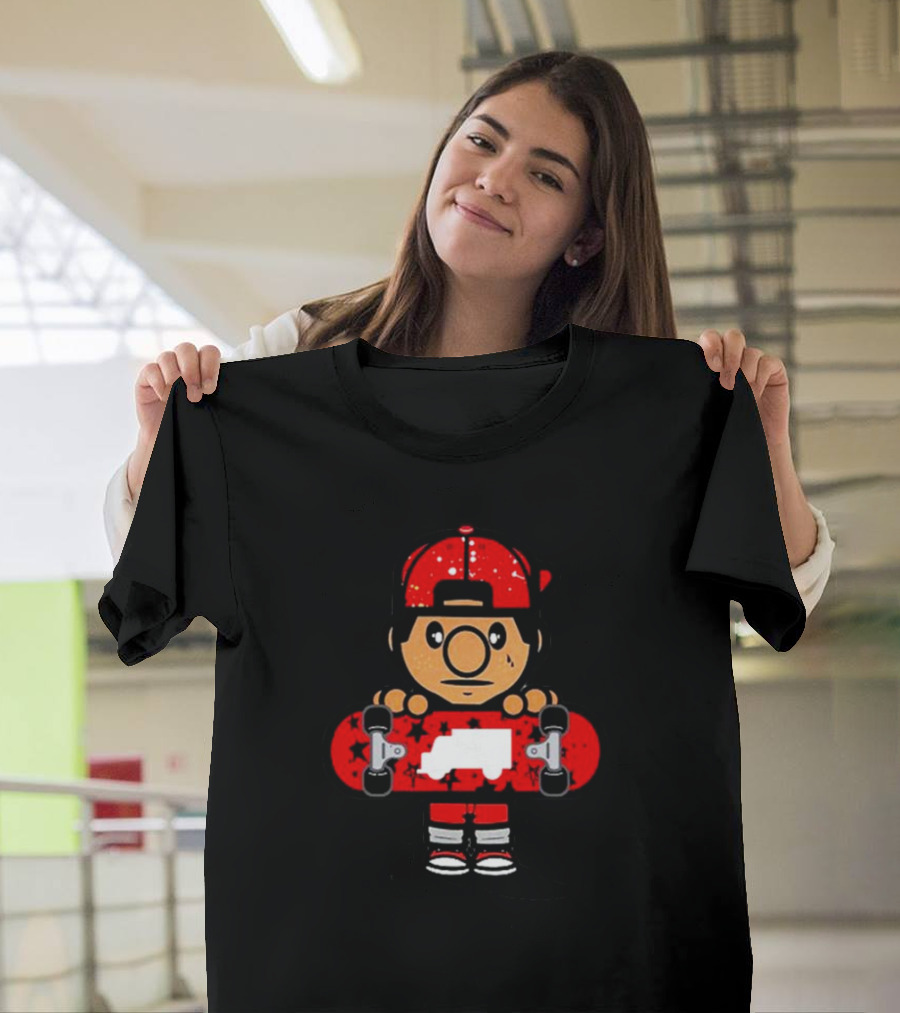 Trukfit Skate Cartoon Character With Red Skateboard And Cap T-Shirt