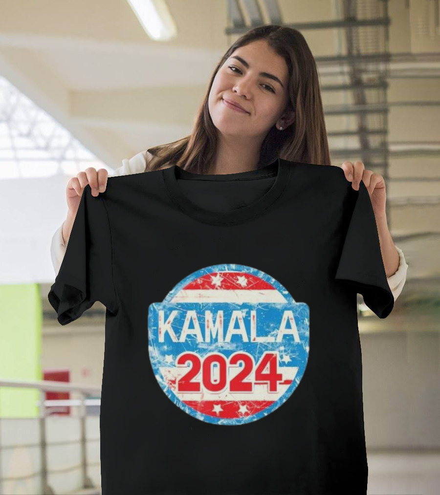 Kamala 2024 Election Stars and Stripes Badge T-Shirt