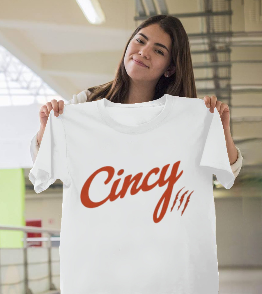 Cincy Script With Orange Claw Marks T-Shirt