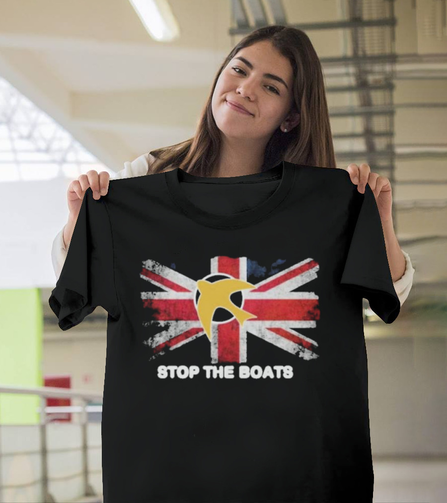 Stop The Boats Ash Smith Union Jack Bird T-Shirt
