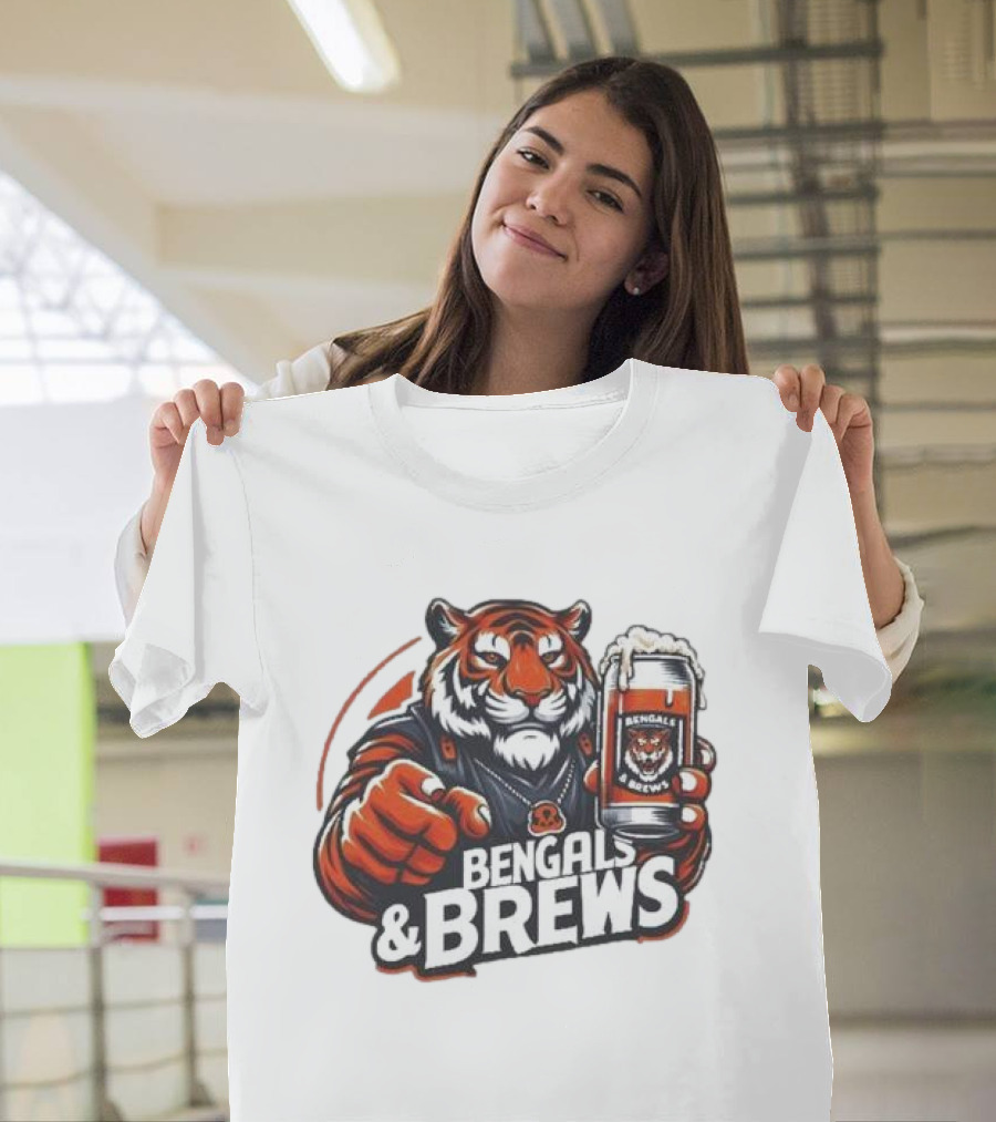 Bengals And Brews Tiger Beer Mug Football Fan T-Shirt