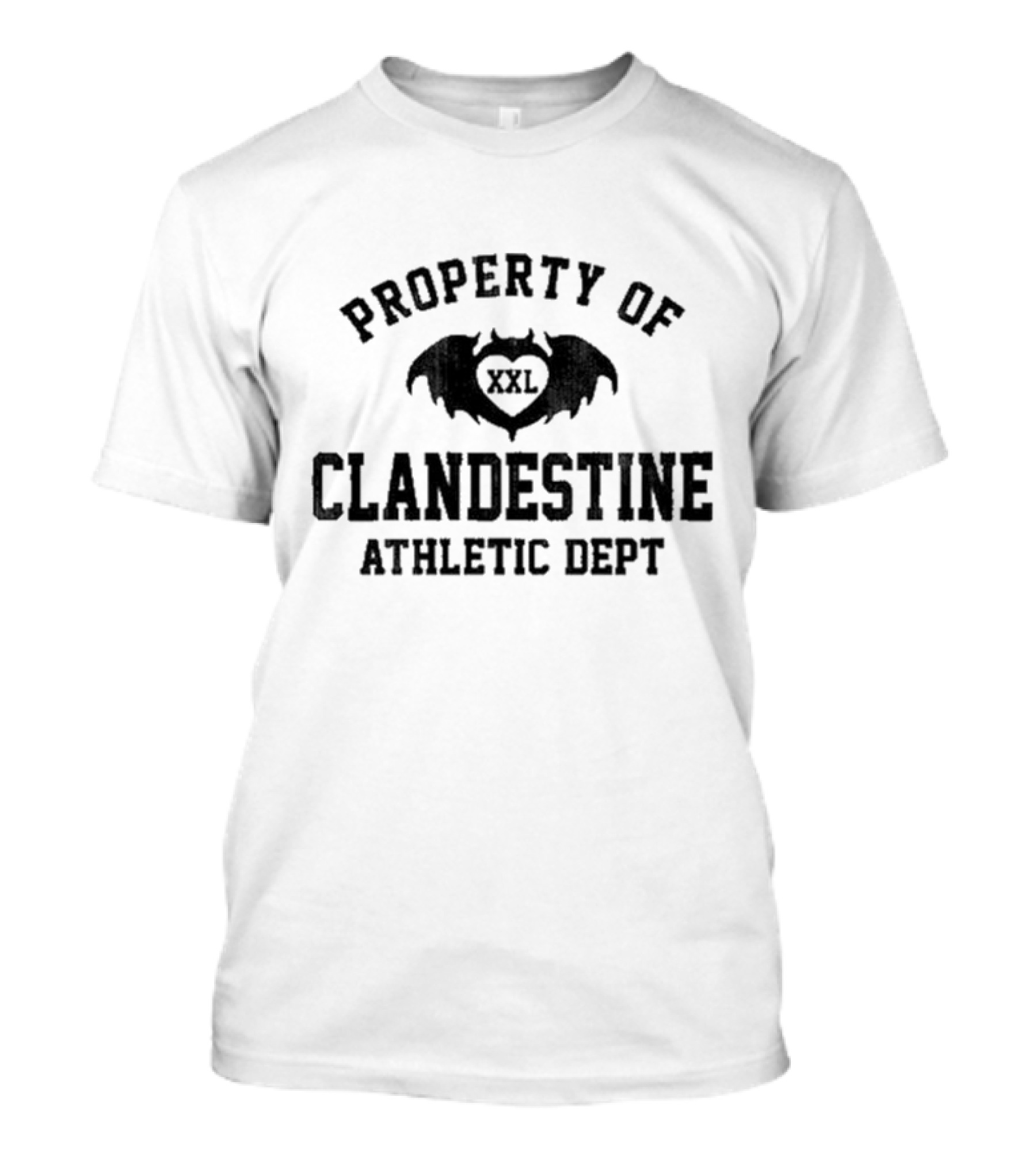 Property Of Clandestine Athletic Dept XXL Bat Wings Heart T-Shirt