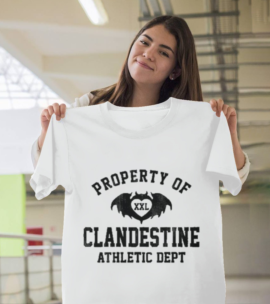 Property Of Clandestine Athletic Dept XXL Bat Wings Heart T-Shirt