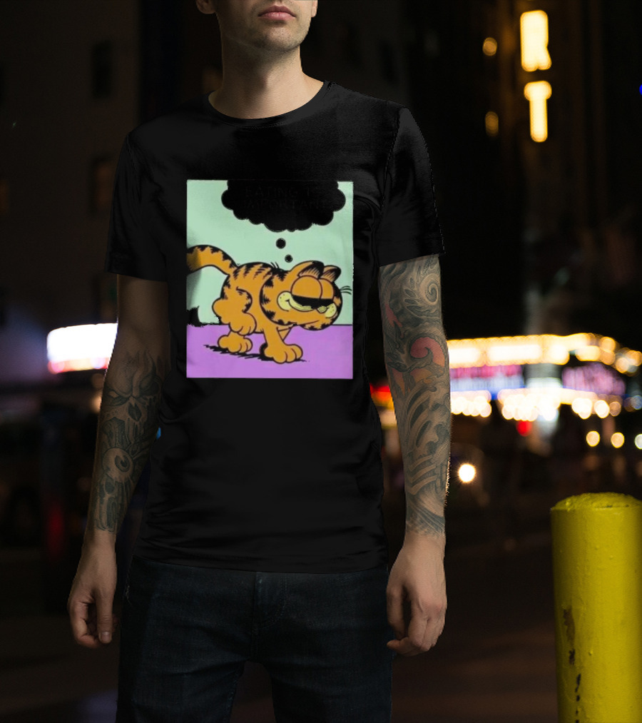 Garfield Eating Is Important Cartoon Character Comic Strip Image T-Shirt