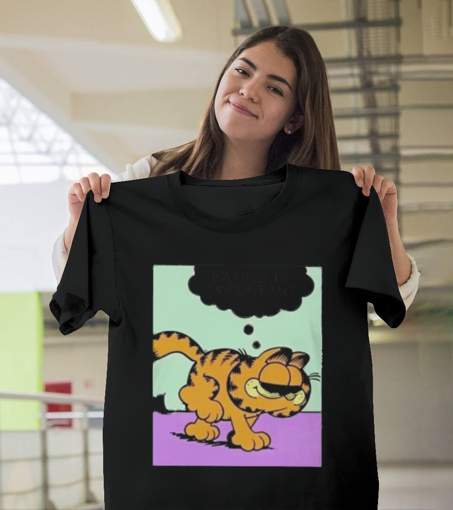 Garfield Eating Is Important Cartoon Character Comic Strip Image T-Shirt