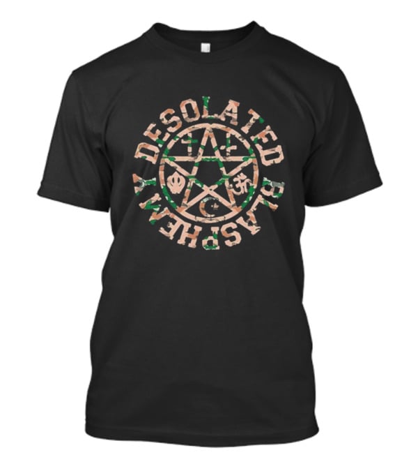 Desolated Blasphemy Pentagram With Religious Symbols T-Shirt