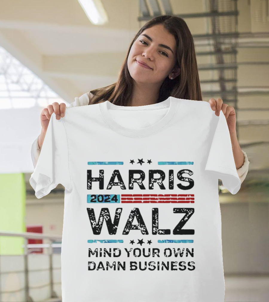 Harris Walz 2024 Mind Your Own Damn Business Retro T-Shirt