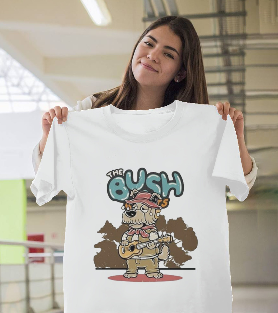 The Bush Bandits Kelpie Dog Wearing Cork Hat and Playing Guitar T-Shirt