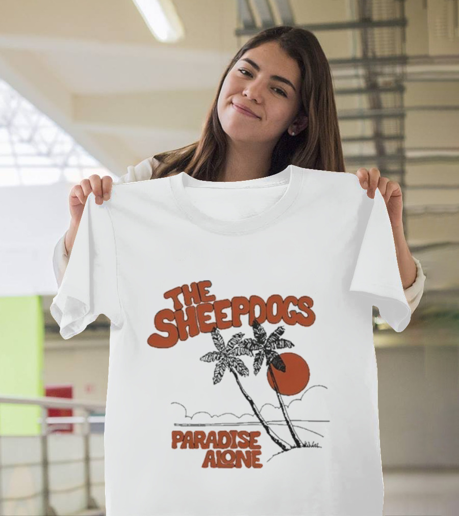 The Sheepdogs Paradise Alone Yellow Sunset Tropical Palms T-Shirt