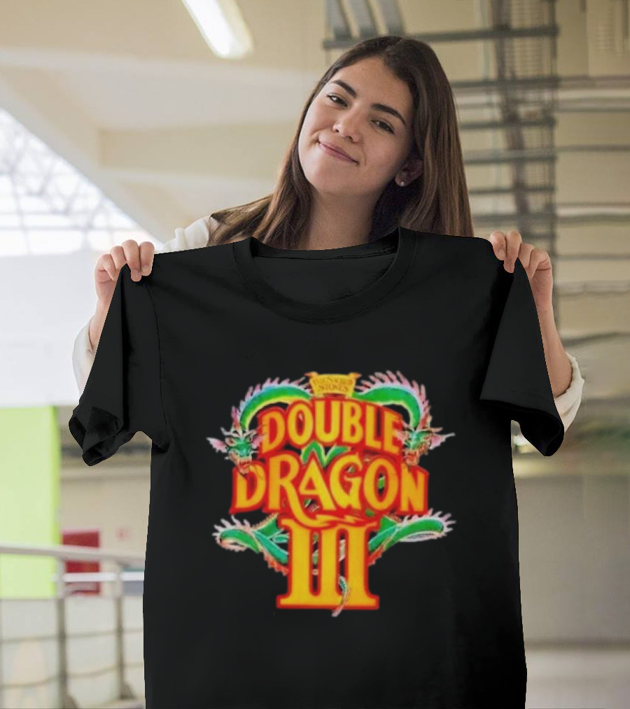 Double Dragon III Retro Video Game Arcade Logo Clash of Dragons T-Shirt