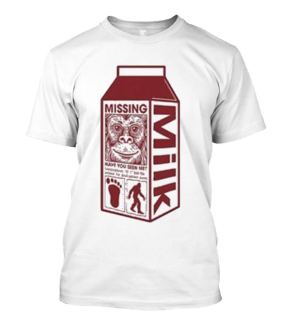 Missing Bigfoot Milk Carton Have You Seen Him Footprint T-Shirt