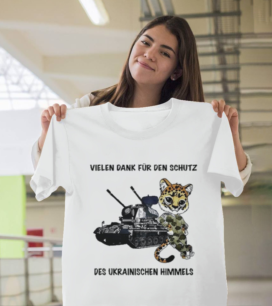 Vielen Dank Für Den Schutz Des Ukrainischen Himmels Panzer Leopard Camo T-Shirt