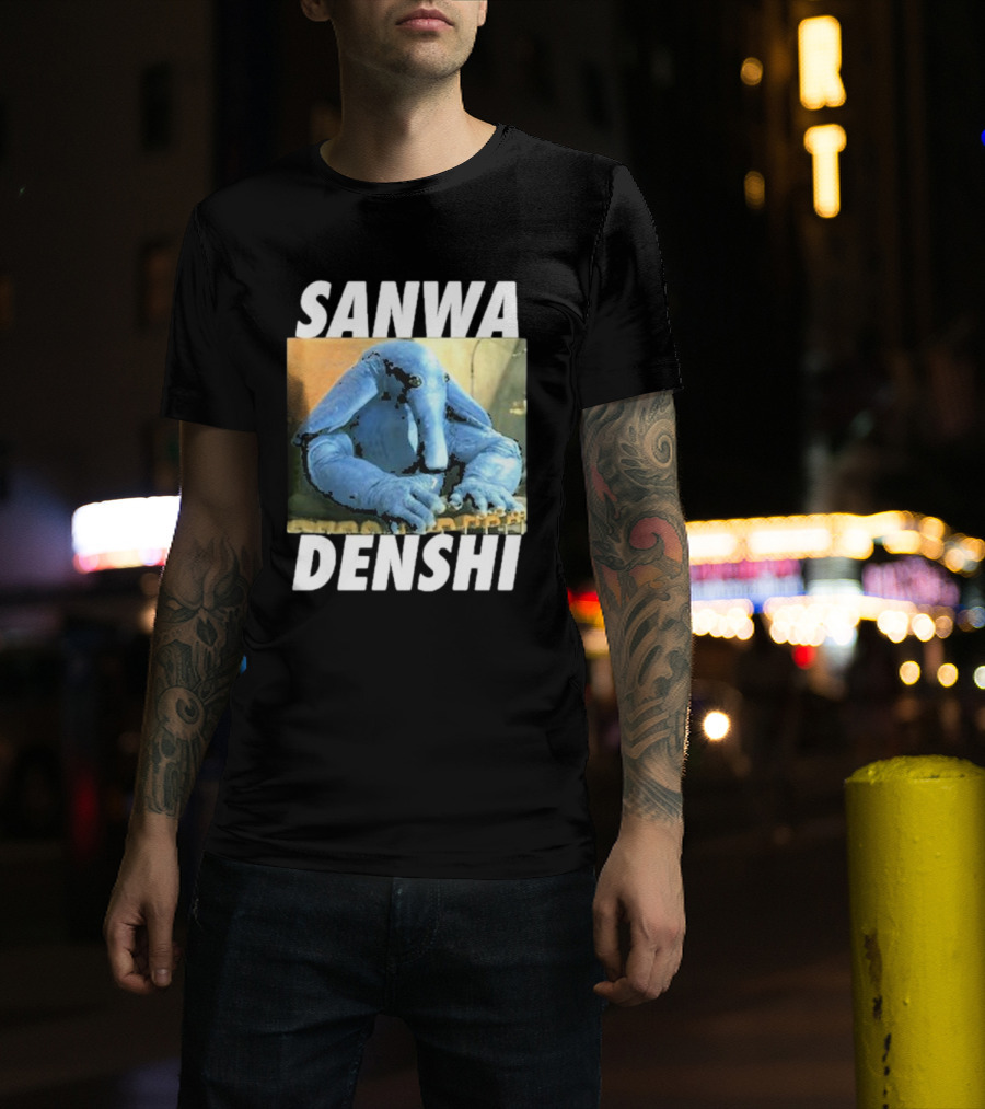 SANWA DENSHI Blue Elephant Playing Keyboards T-Shirt