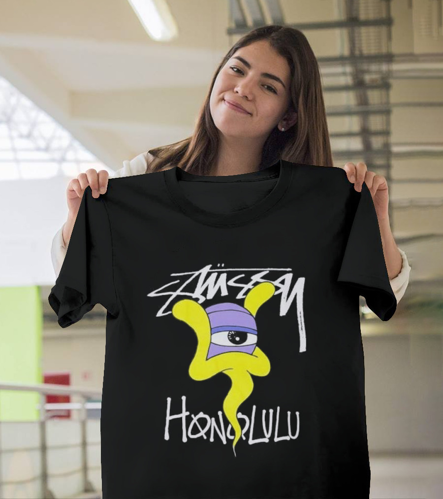 Stussy Honolulu Yellow Ghost Eye T-Shirt