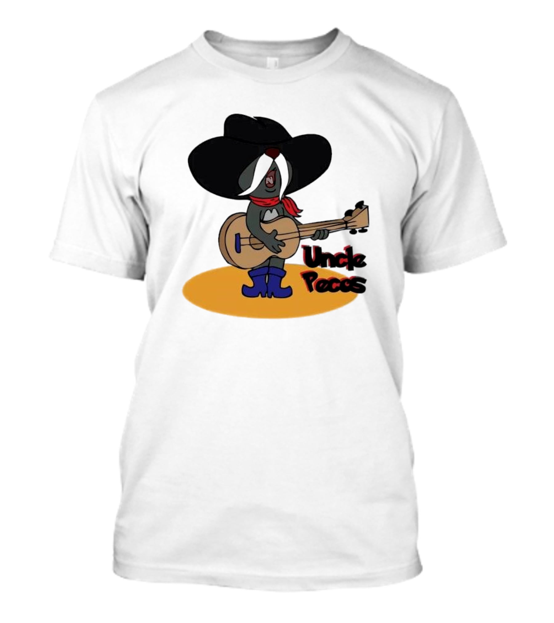 Tom And Jerry Uncle Pecos Playing Guitar With Big Black Hat And Red Scarf T-Shirt