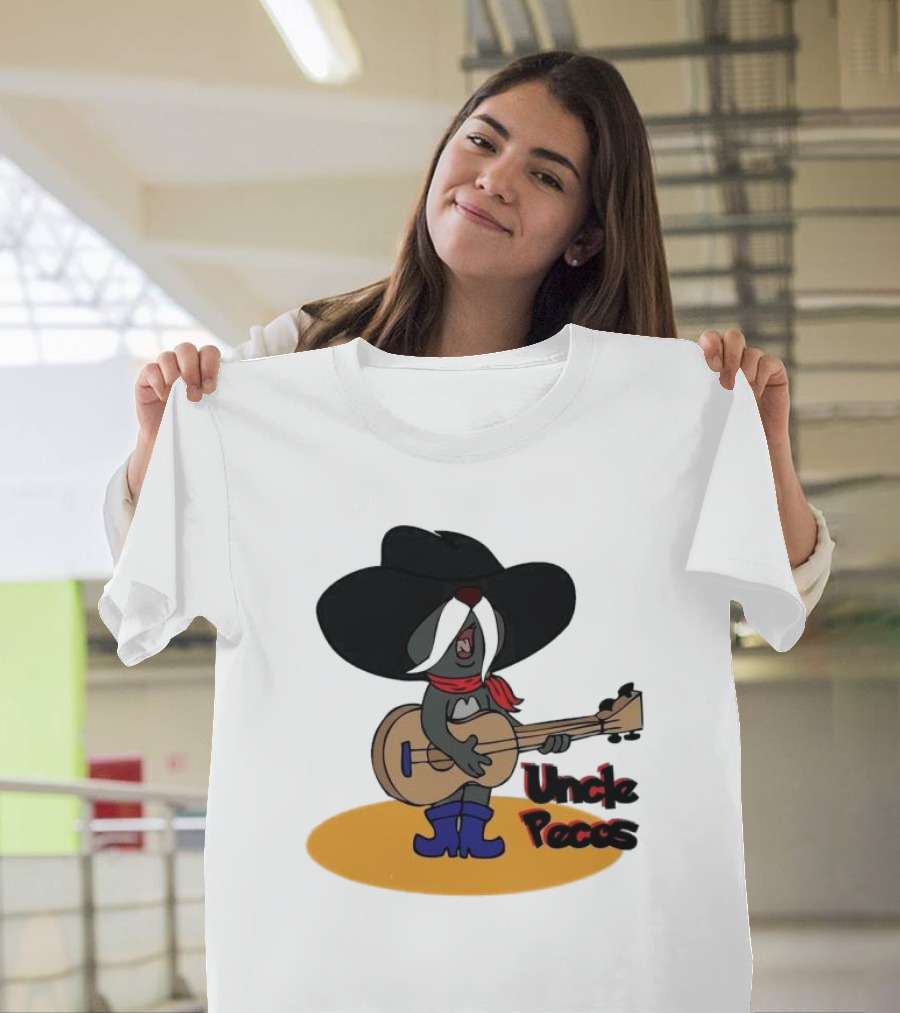 Tom And Jerry Uncle Pecos Playing Guitar With Big Black Hat And Red Scarf T-Shirt